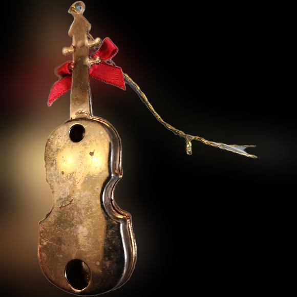 💥3 for $20💥 Violin Gold Metal Christmas Ornament - Picture 2 of 4